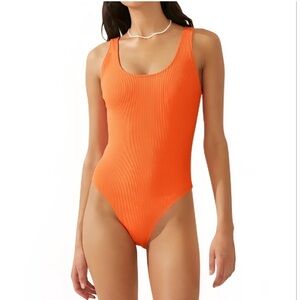 Cotton On Body Orange One Piece Swimsuit Scoop Neck High Cut